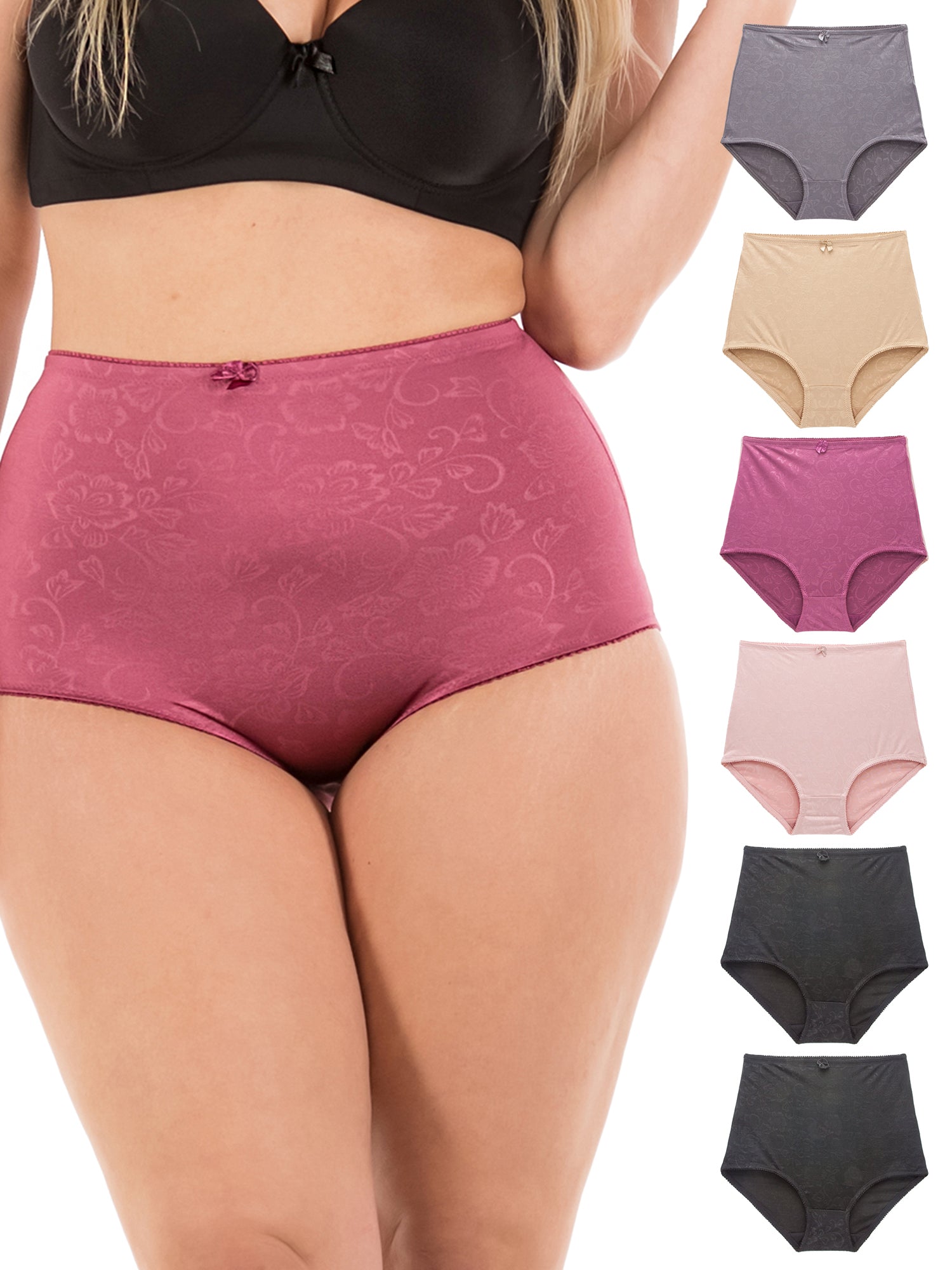 Peachy Panty Women's Pack of 6 Girdle Panties High Rise Tummy