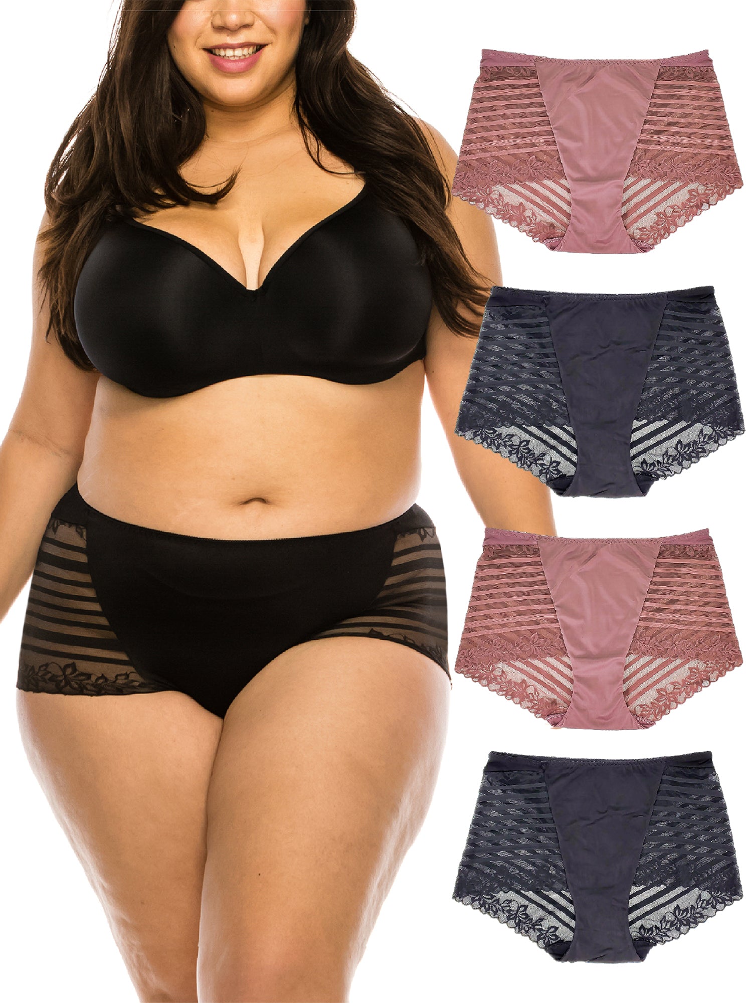 B2BODY M- Plus Size Breathable Underwear For Women 4 Pack Lace Bikini  Panties (Medium) at  Women's Clothing store