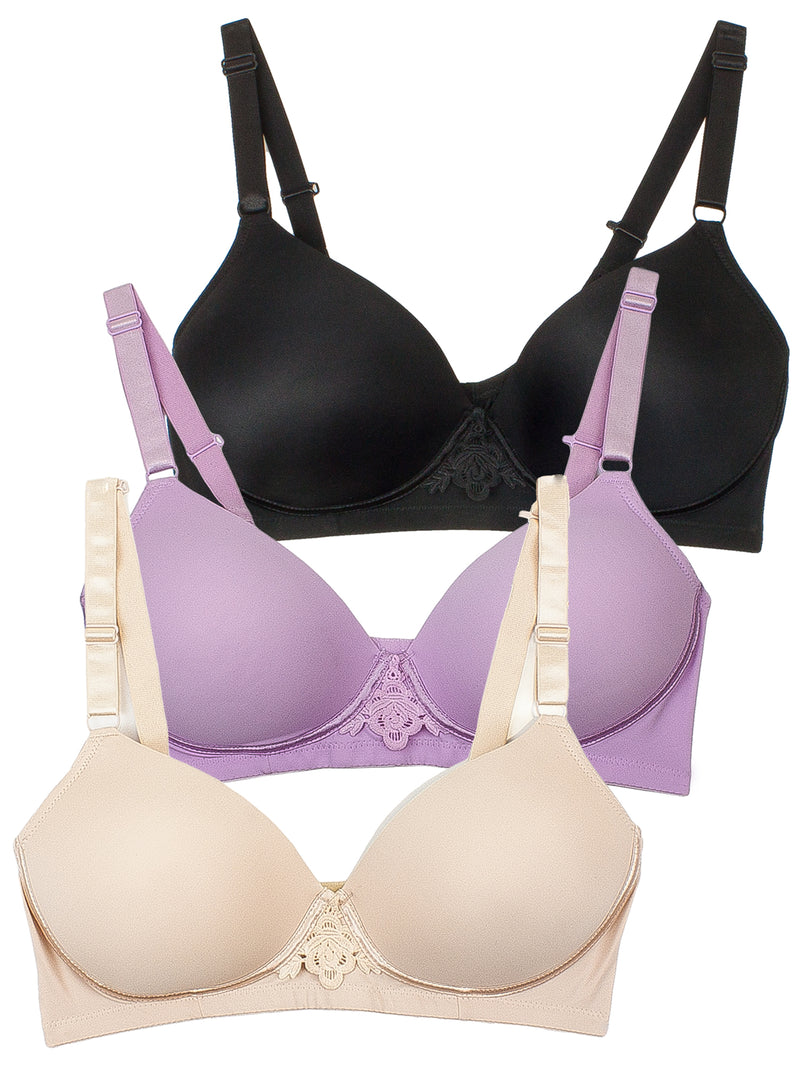 Buy Light Pure Broad Elastic 4 Hook Cotton Uplift Bra B C D Cup Size 3pc at