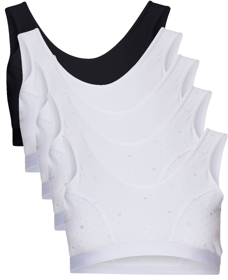 B2BODY Girls Camisole Undershirts with Shelf Bra – Cotton Girls Cami,  Multi-Pack
