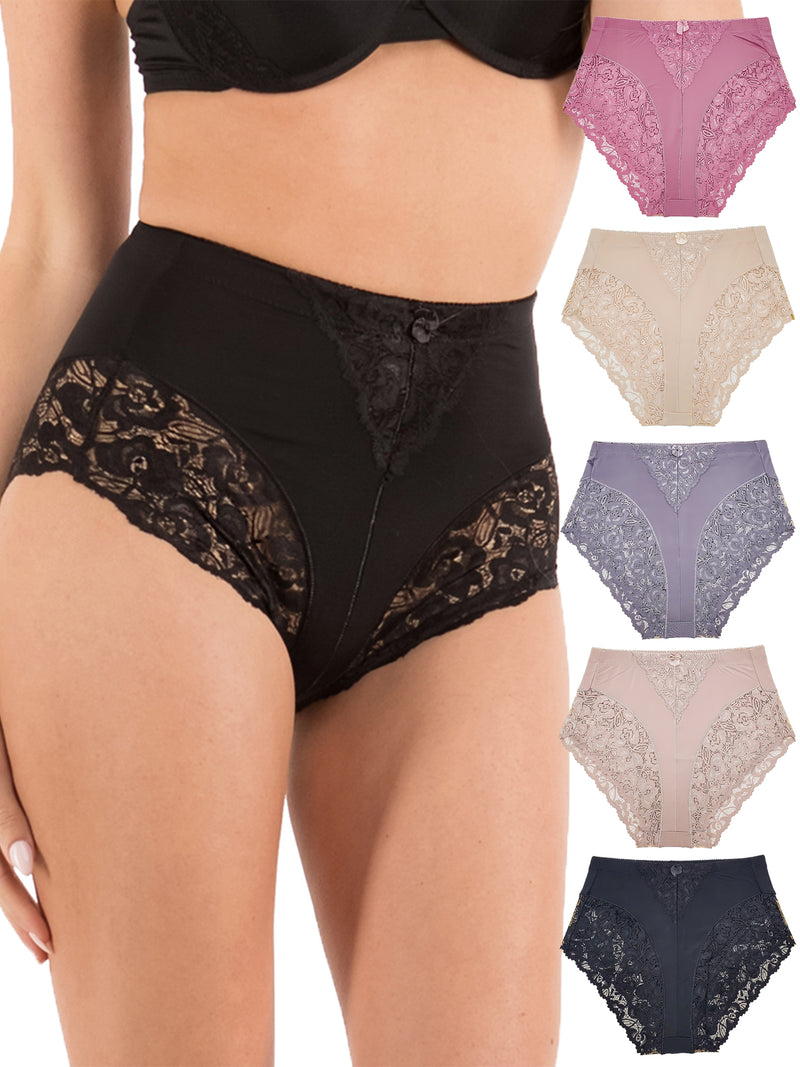 Women's 6 Pack High Waist Cool Feel Brief Underwear Panties S-5xl (Lace  Decorated Girdle, Small) at  Women's Clothing store