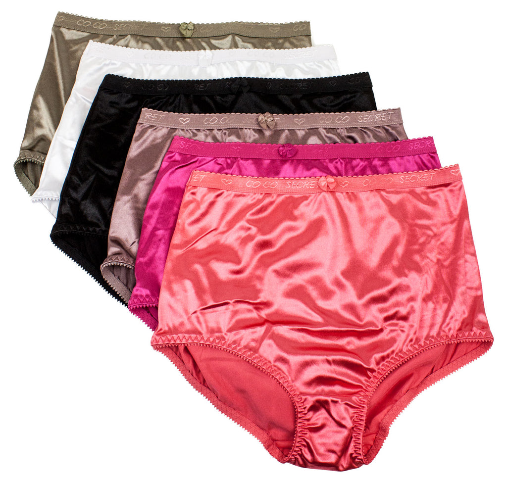 Satin Full Coverage Brief Panties 6 Pack B2body Formerly Barbra Lingerie 