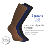 3 pares Meia Alta Algodão - Homem