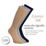 3 pares Meia Alta Algodão - Senhora