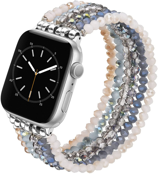 V-MORO Bracelet Compatible Apple Watch Band Series 7/6 41mm 40mm 38mm Multilayer Bead Bands for Women Handmade Elastic Stretch Replacement for iWatch Series SE/5/4/3/2/1(38/40/41mm,for 5.7"-6.5"wrist)