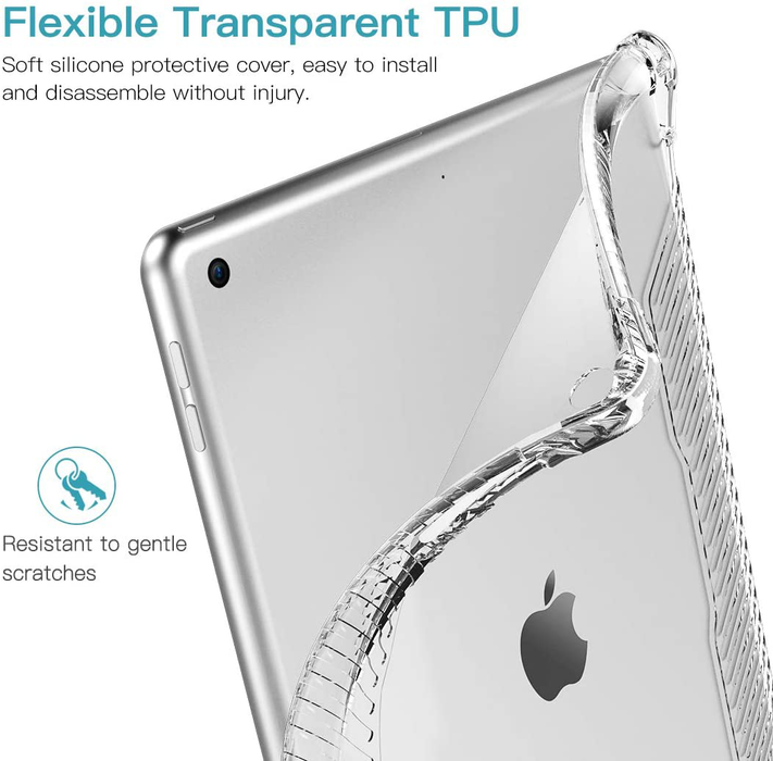 TiMOVO Case for New iPad 9th Generation 2021/8th Gen 2020/7th Gen 2019, Shockproof Impact Resistant Flexible Transparent Clear TPU Protective Shell with Air Cushion Fit iPad 10.2-inch - Clear