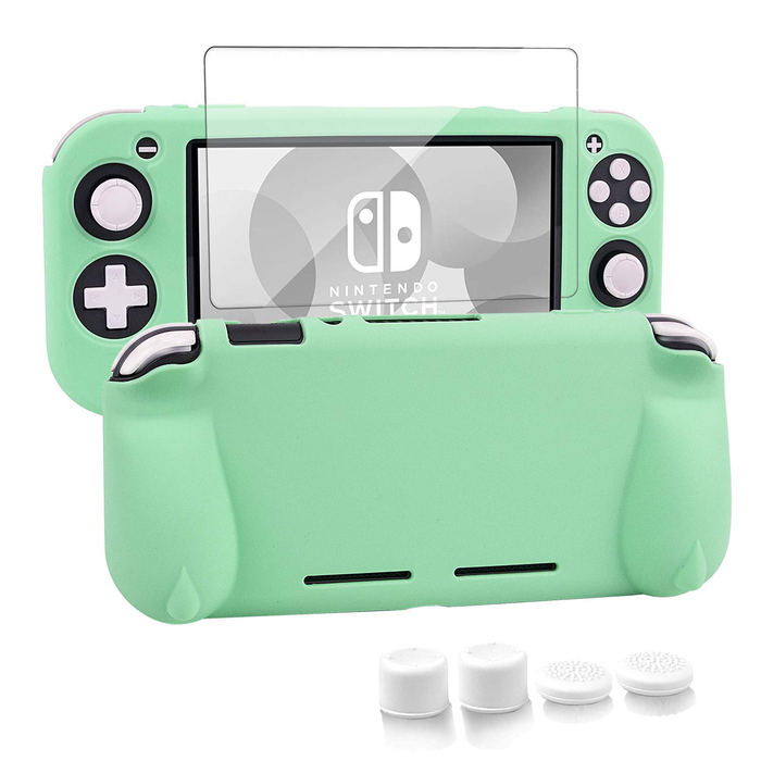 Protective Case for Nintendo Switch Lite, Soft Grip Case Cover with Comfort Ergonomic Handles for Nintendo Switch Lite 2019 [Self Stand][4 Thumb Stick Caps] (Silicone-Blue)