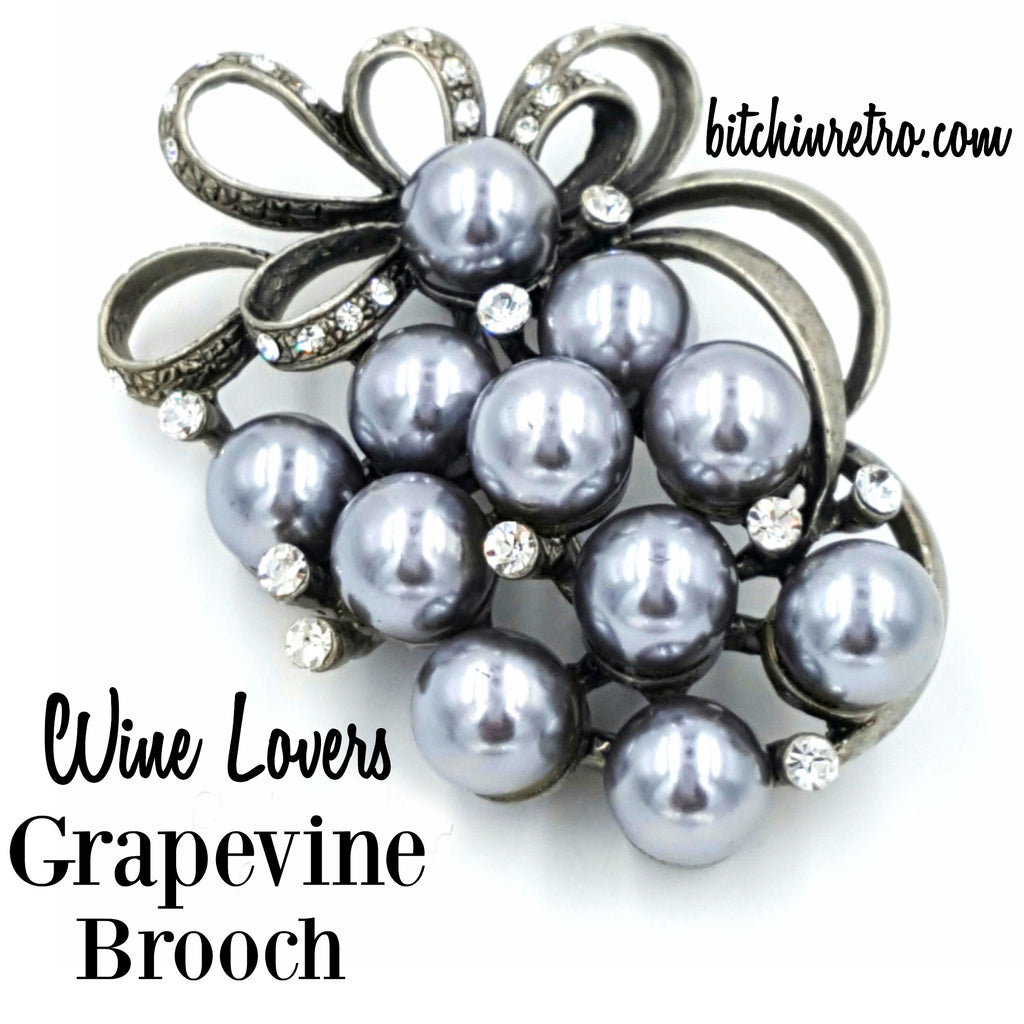 pearl and rhinestone brooch