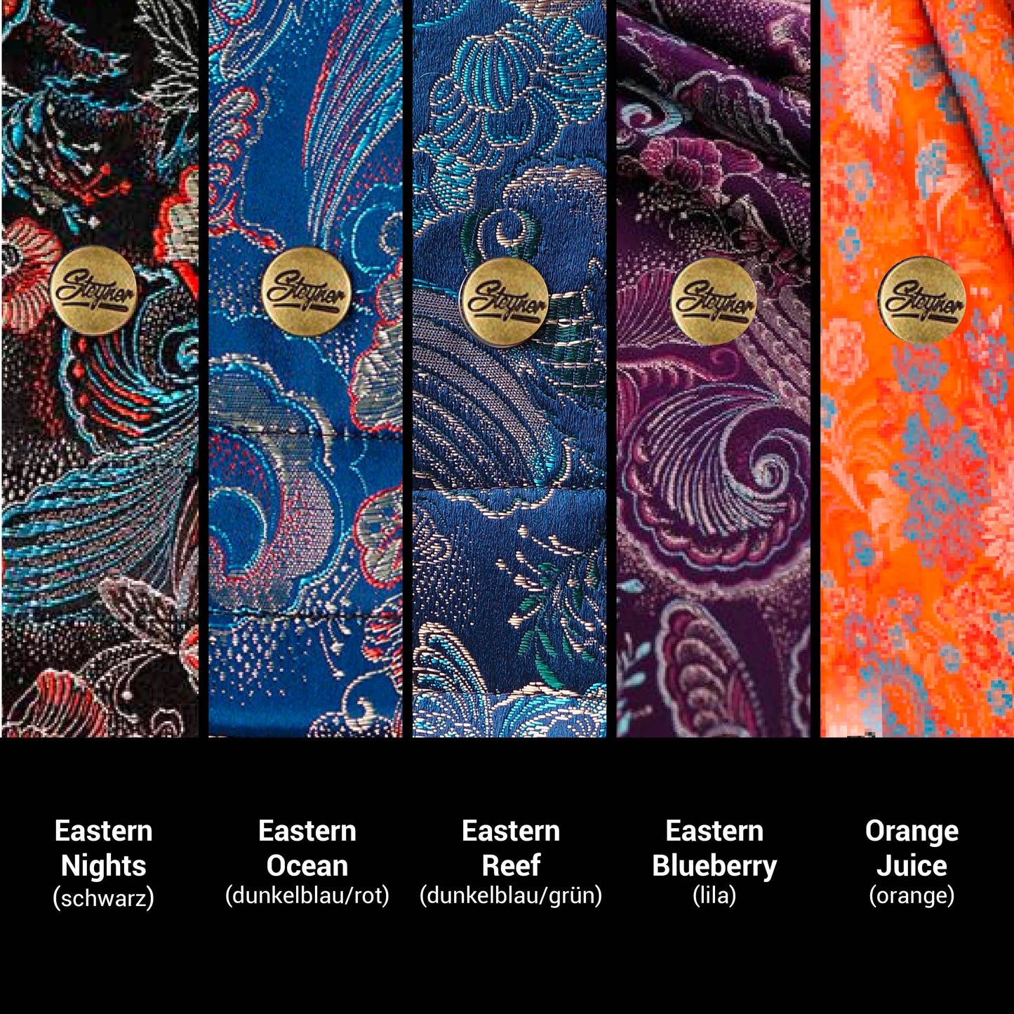 Bassgurt Designs mit bunten Blumen in verschiedenen Farben