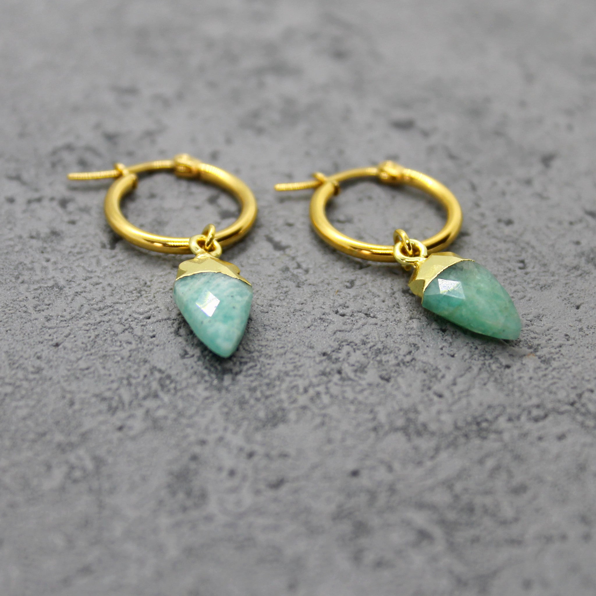 Amazonite stone hoops | Mara studio