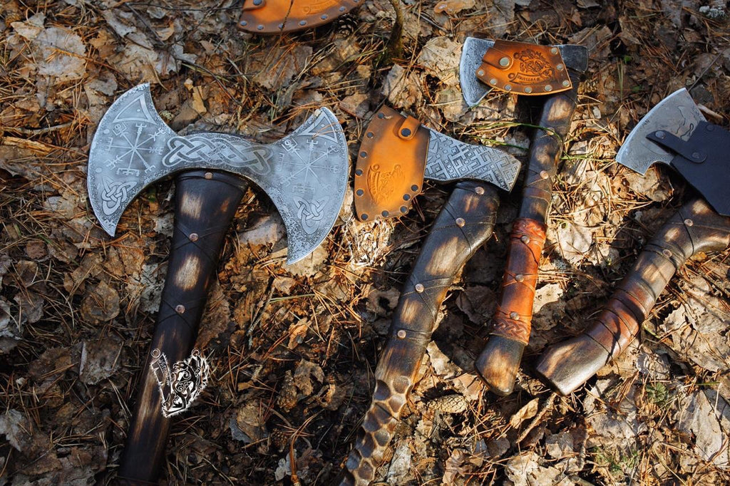 Engraved Double Sided Viking Axe Vikingarmoury