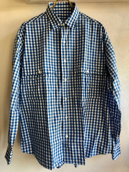 Porter Classic Roll Up Gingham Check Shirt Blue ポータークラシック ロールアップシャツ Ante Room