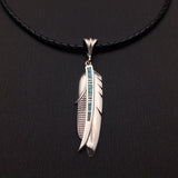 Ray Tracey Inlay Turquoise feather corn design pendant