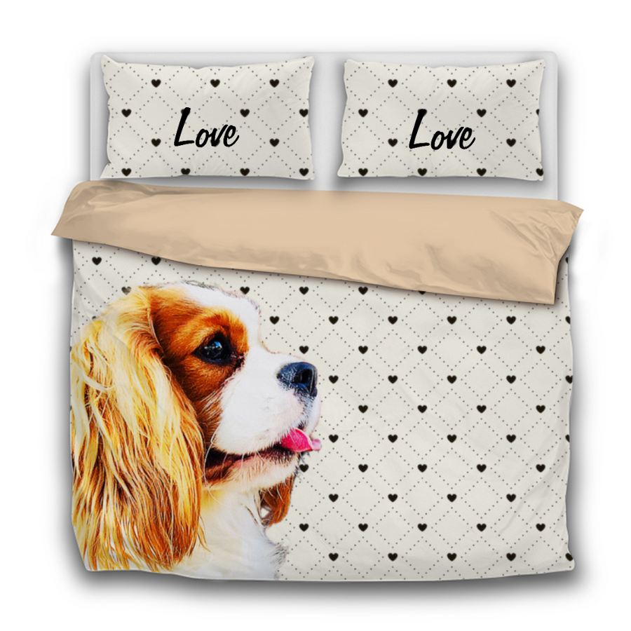 Mine Yours Pinky Beige Cavalier King Charles 3 Pcs Bedding