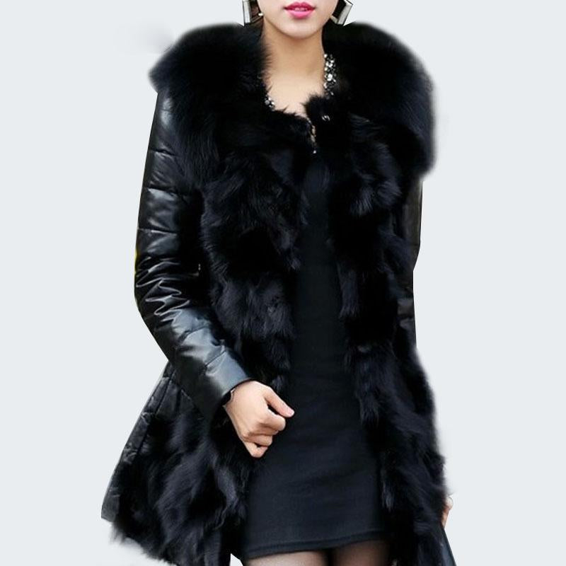 2019 CEA Women's Faux Fur Coat Leather Jacket Slim Coat Outerwear ...