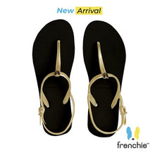 Frenchie Sandal Jepit Wanita Strappy Gold Black SFS04