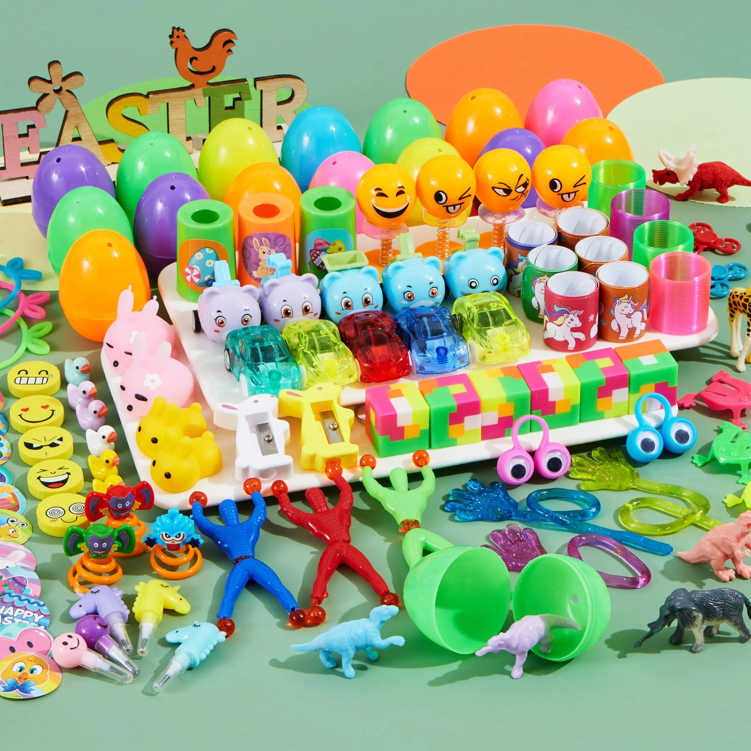 200Pcs 2.3in Prefilled Eggs Packed with Assorted Toys for Easter Egg Hunt