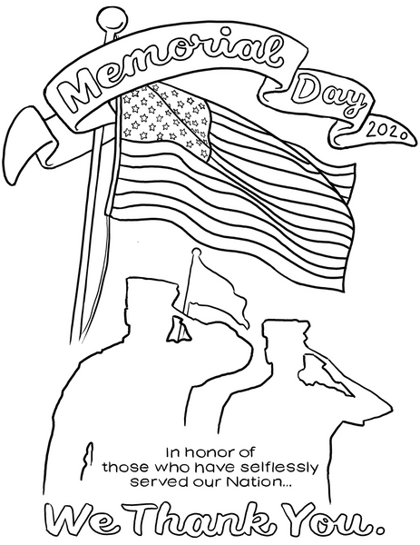 Memorial Day 2020 Free Printable Coloring Sheet