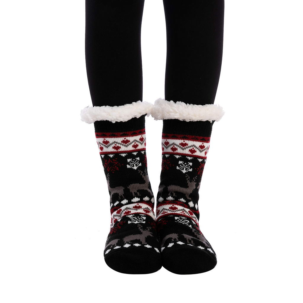 Unisex Fleece Lined Fuzzy Slipper Socks - (4) 