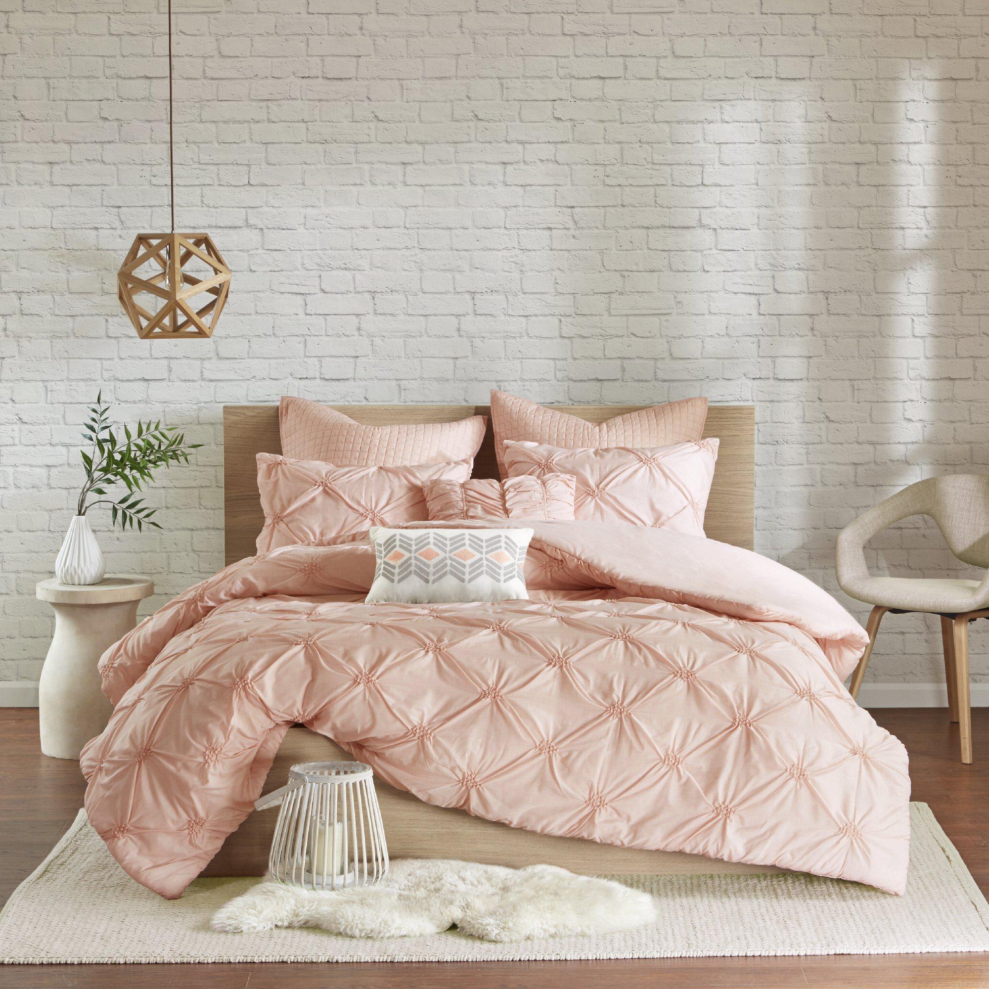 Calee Pink 7pc Pintuck Comforter Set Nova Knox