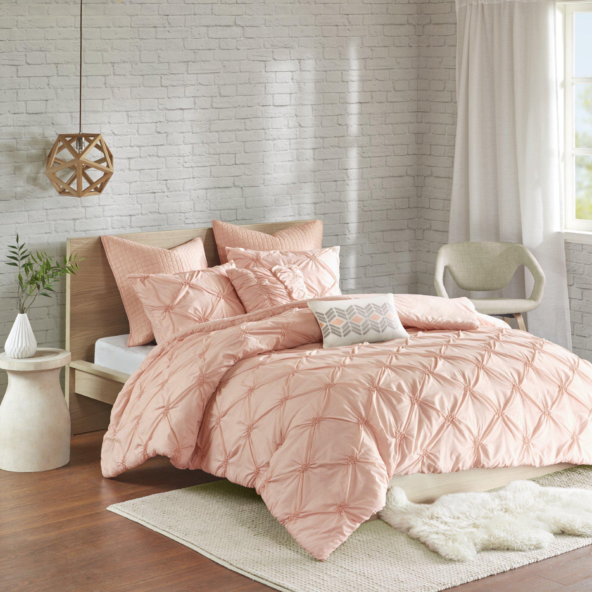 Calee Pink 7pc Pintuck Comforter Set Nova Knox