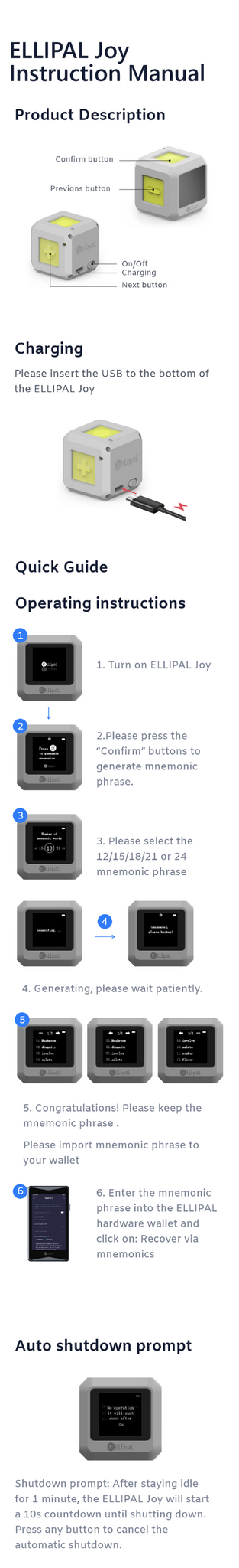 ELLIPAL Joy Instruction manual