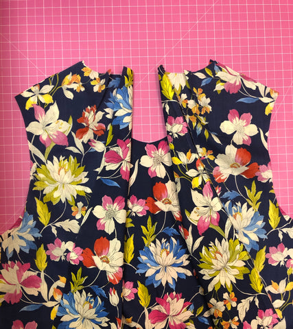 bodice sewn together at shoulder seams