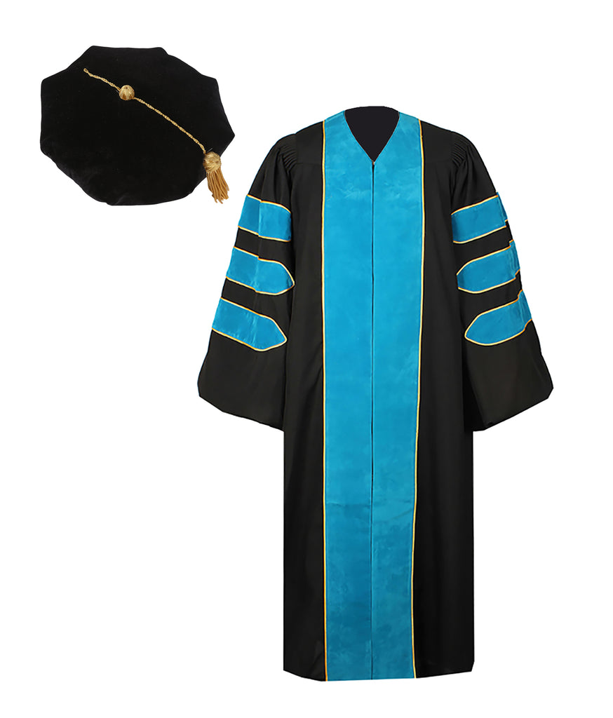 Deluxe Doctoral Graduation Gown with Gold Piping and Doctoral Tam Pack ...