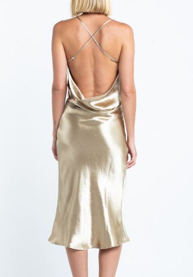 long gold slip dress