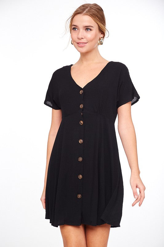 v neck button down dress