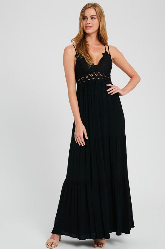 scalloped lace maxi dress