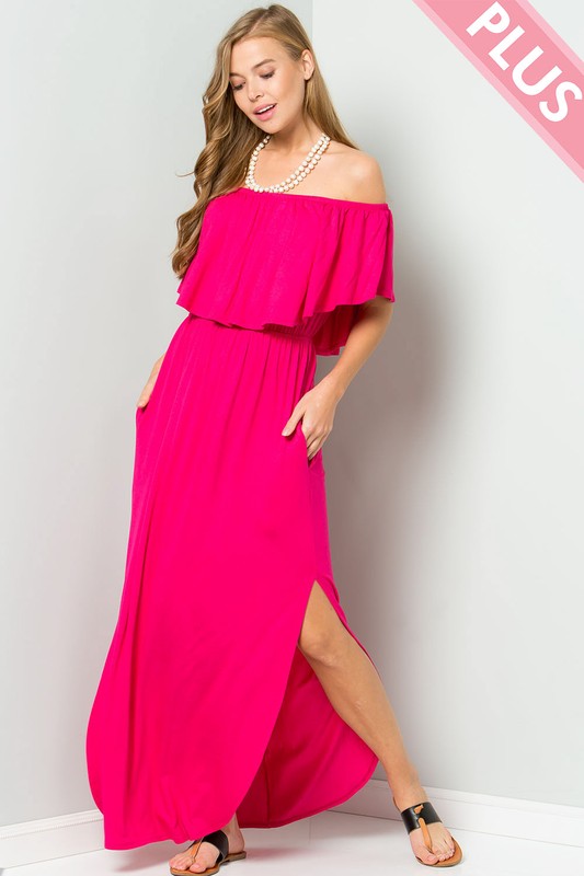 plus size off the shoulder maxi