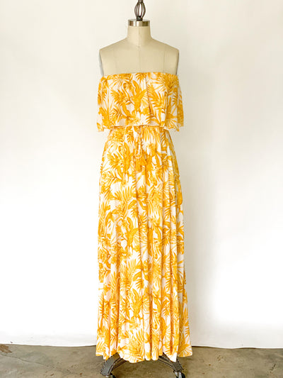 yellow flower maxi dress