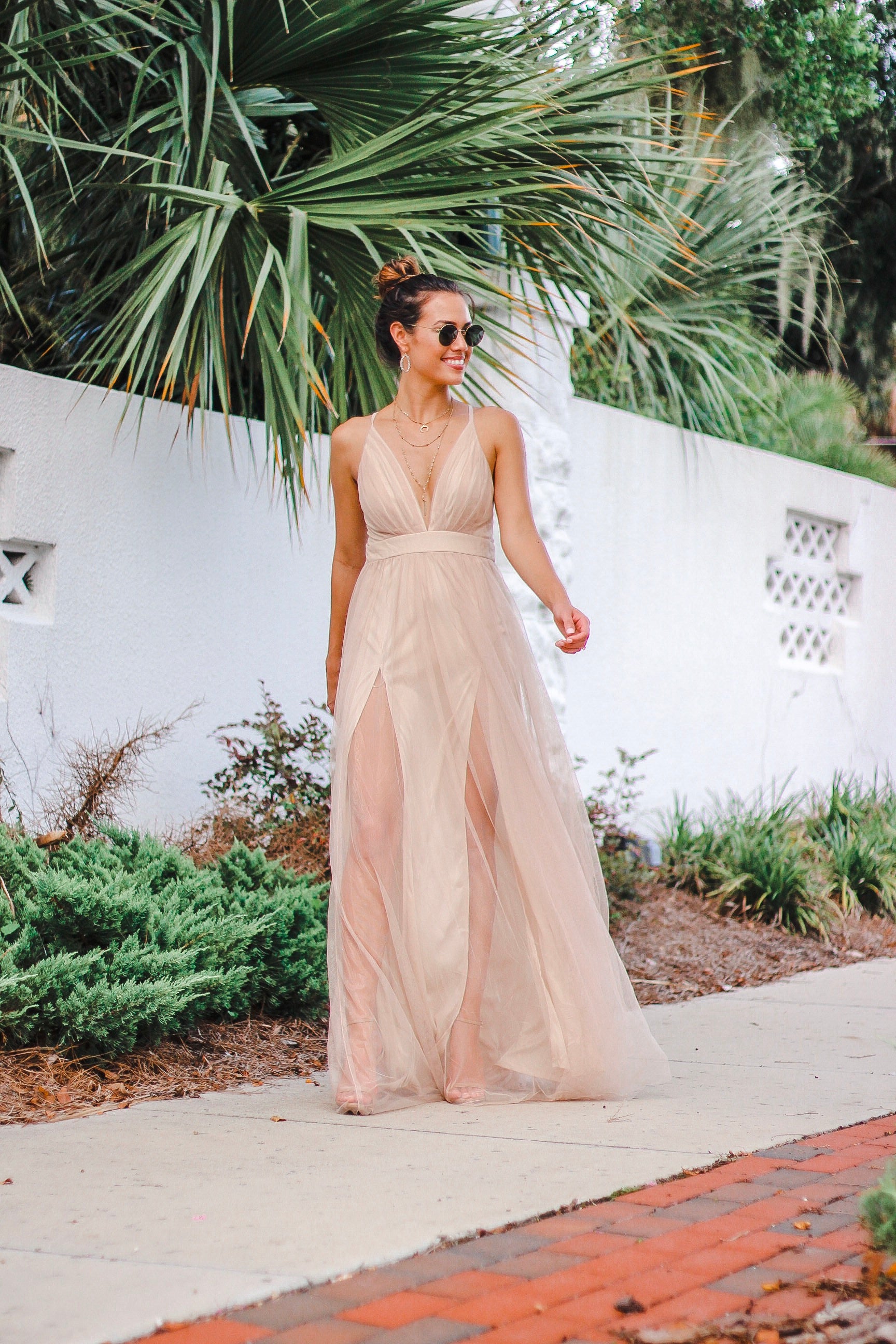 gold mesh maxi dress