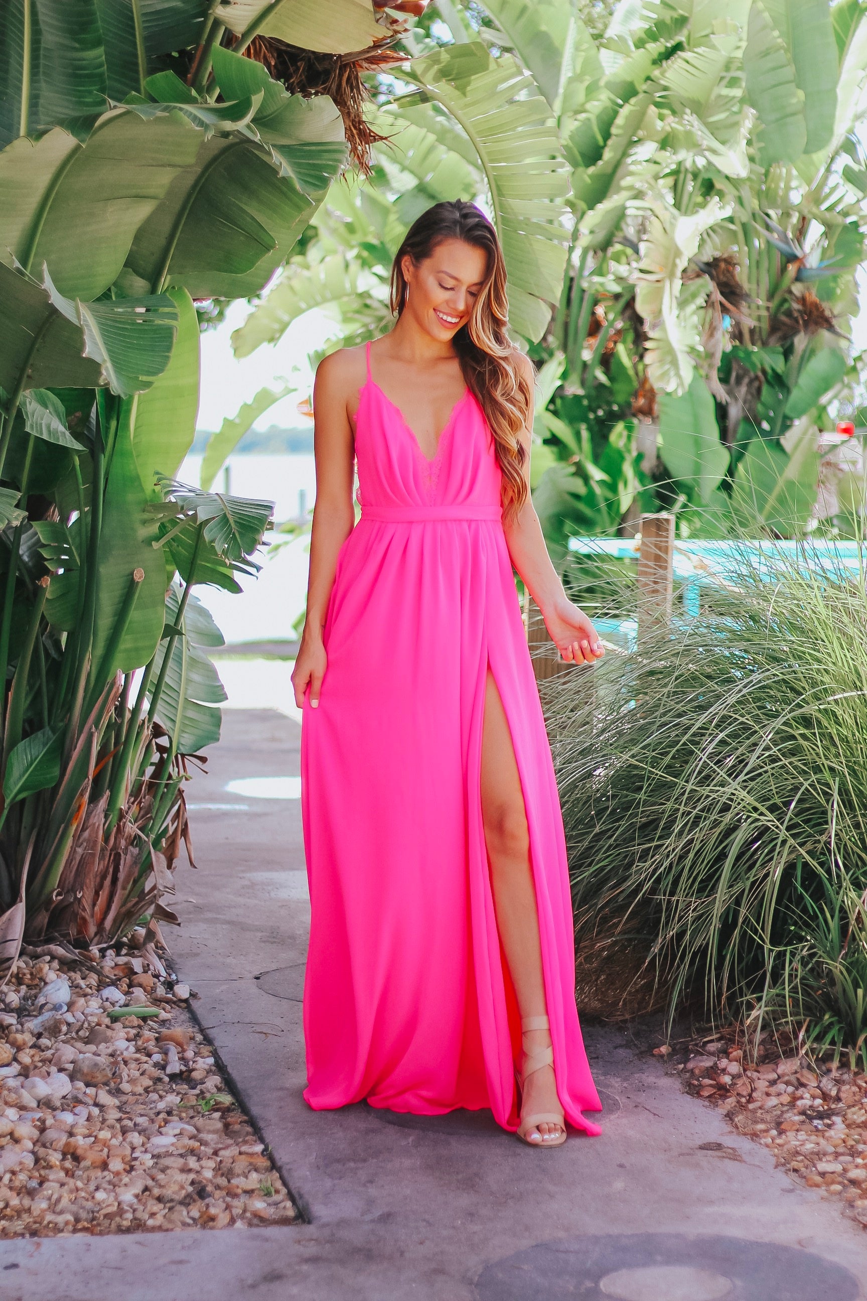 bright pink ball gown