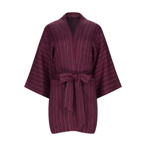 Thread Tales Giant Herringbone Kimono Jacket Pink