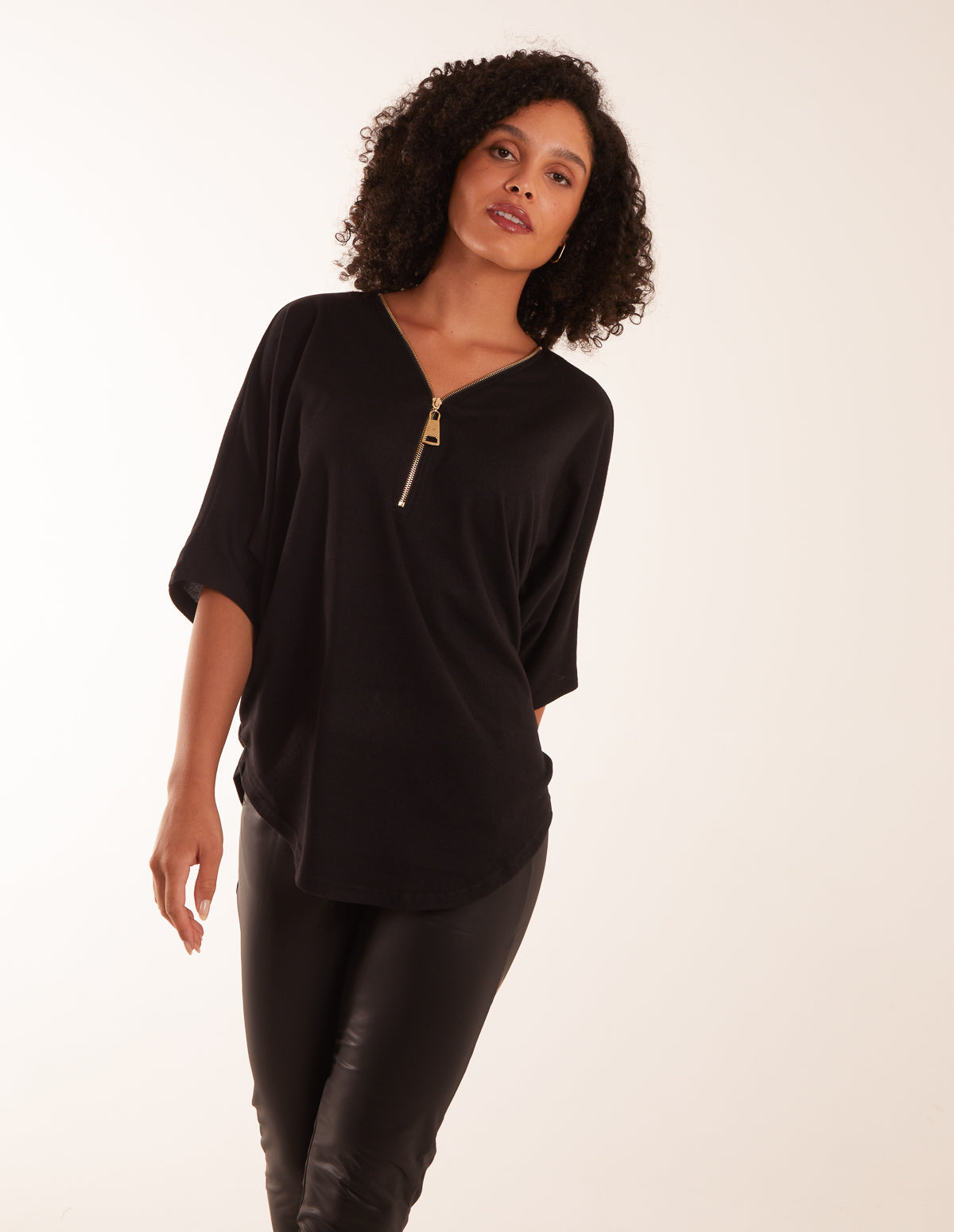 Zip Front Top - S/M / BLACK