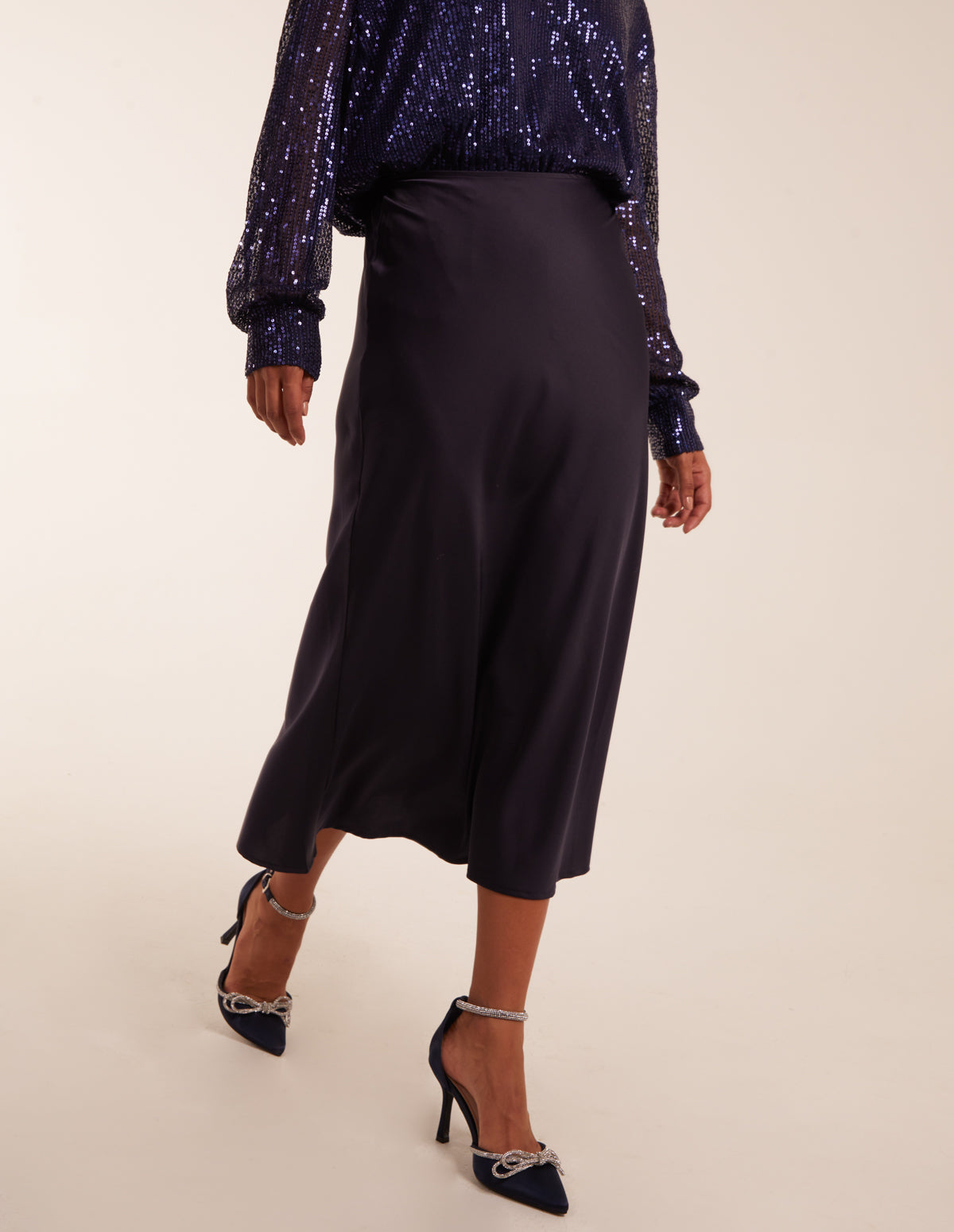 Satin Bias Midi Skirt 