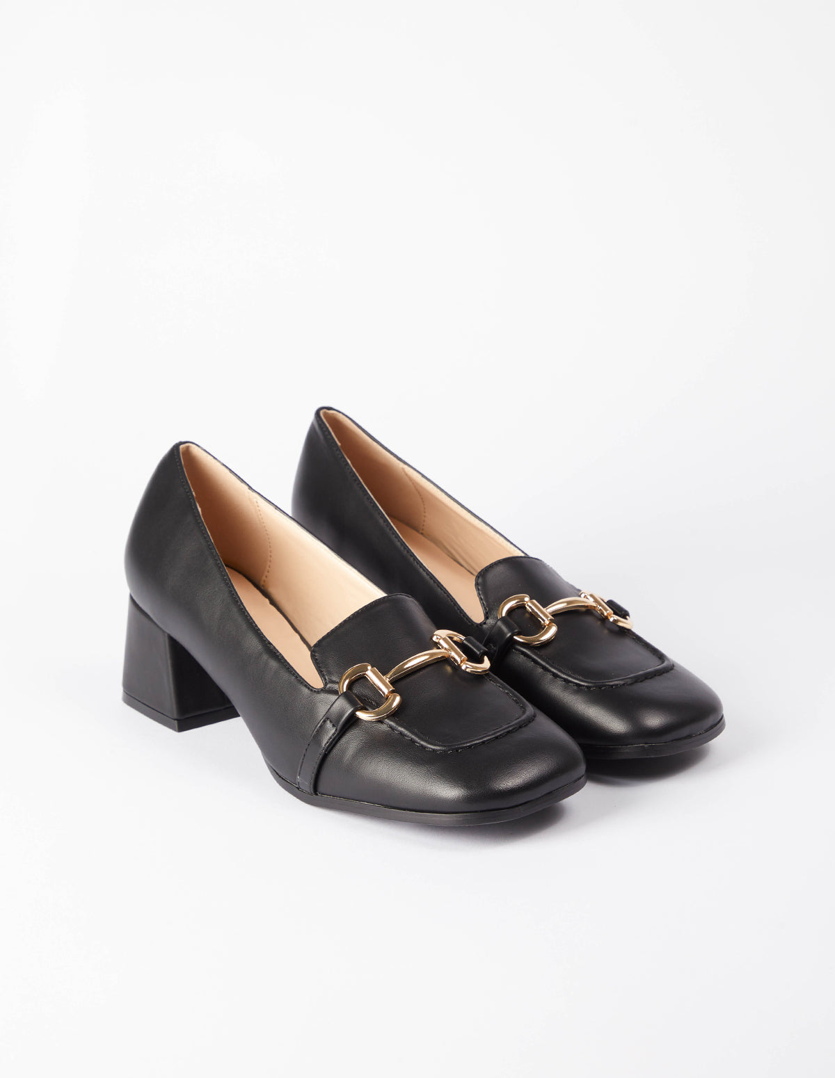 Gold Detail Heeled Loafers - Jul