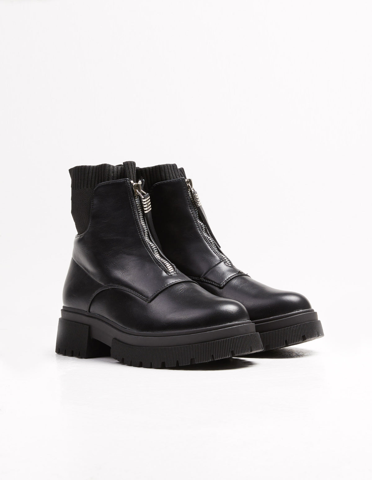 Chunky Sock Detail Zip Up Boots - Aug