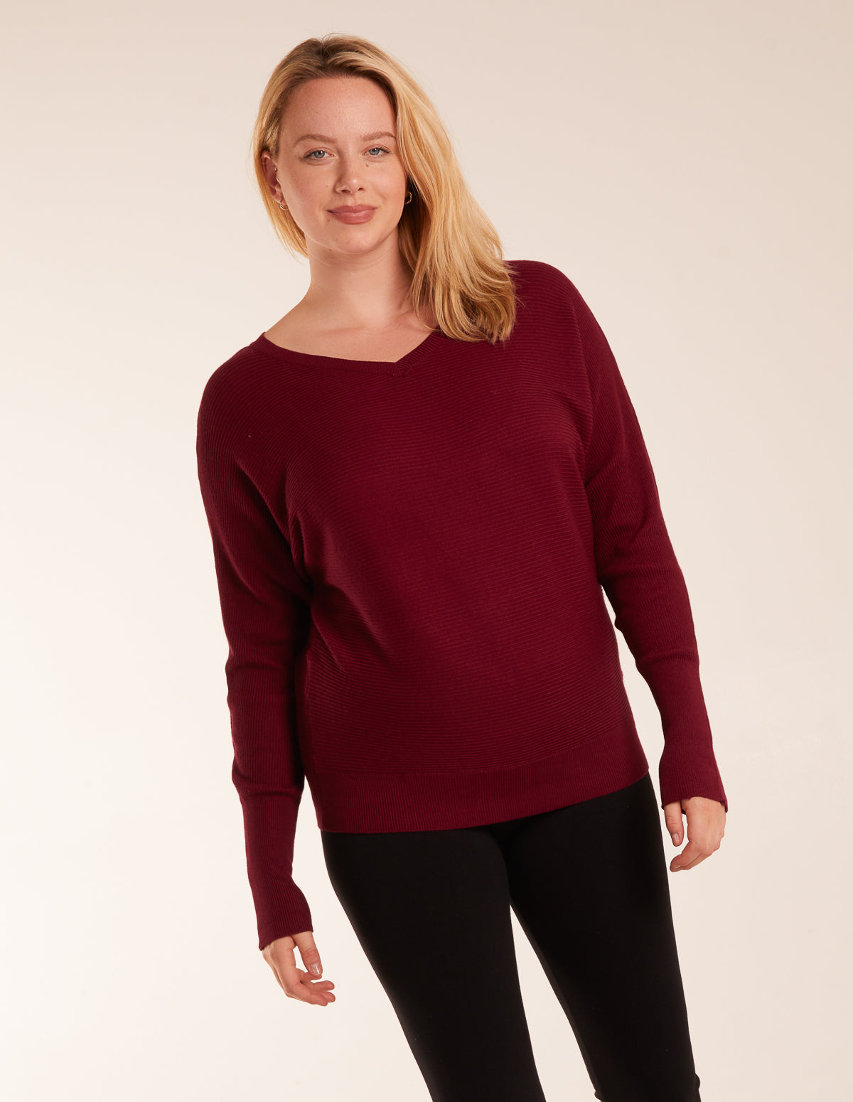 Curve Rib V-Neck Jumper 