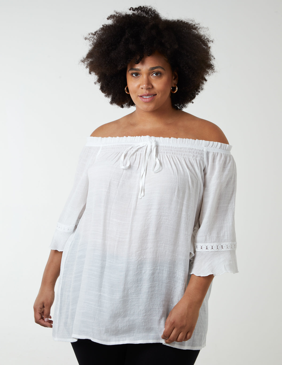 Curve Off Shoulder Tie Front Top 