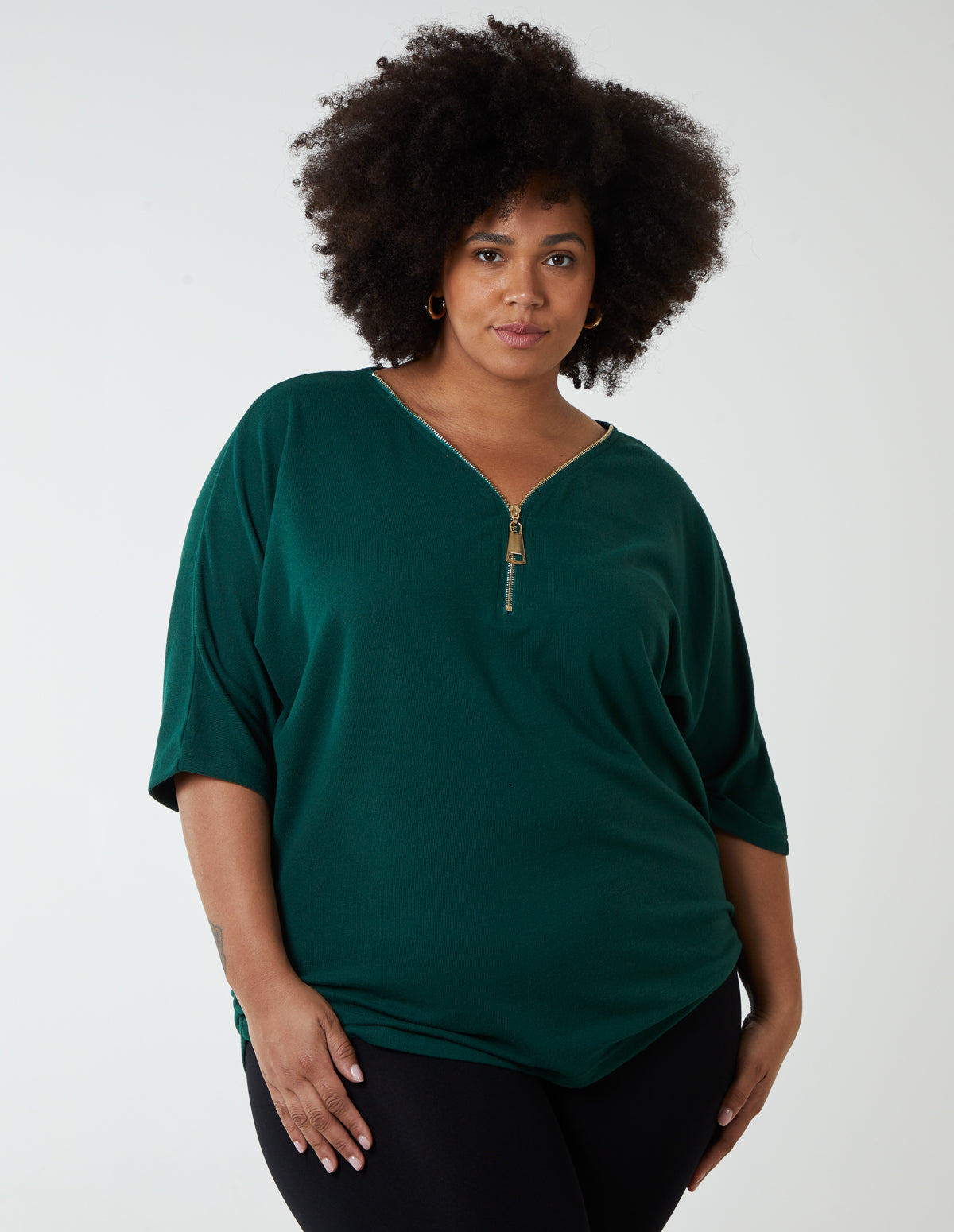 Curve Plain Zip Front Top 