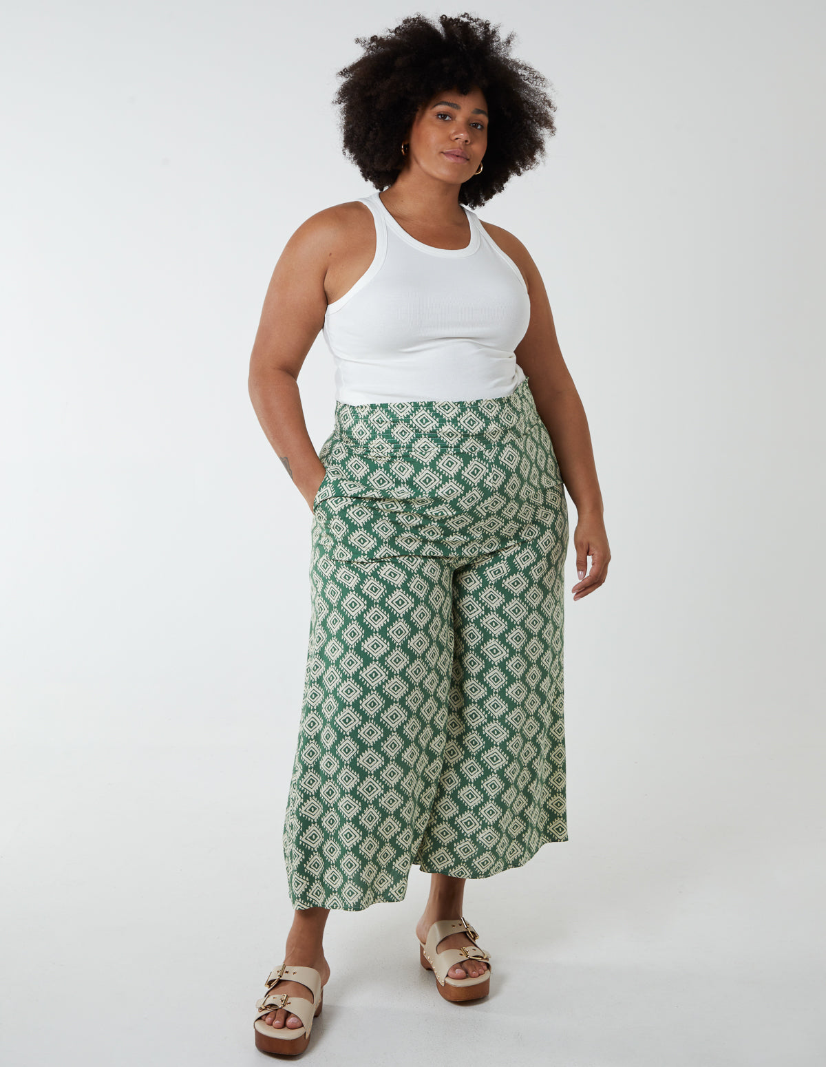 Curve Shirred Wide Leg Trouser 