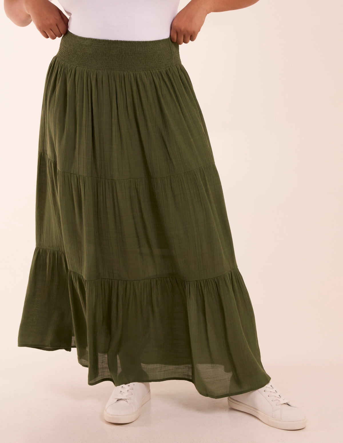 Curve Tiered Shirred Maxi Skirt 