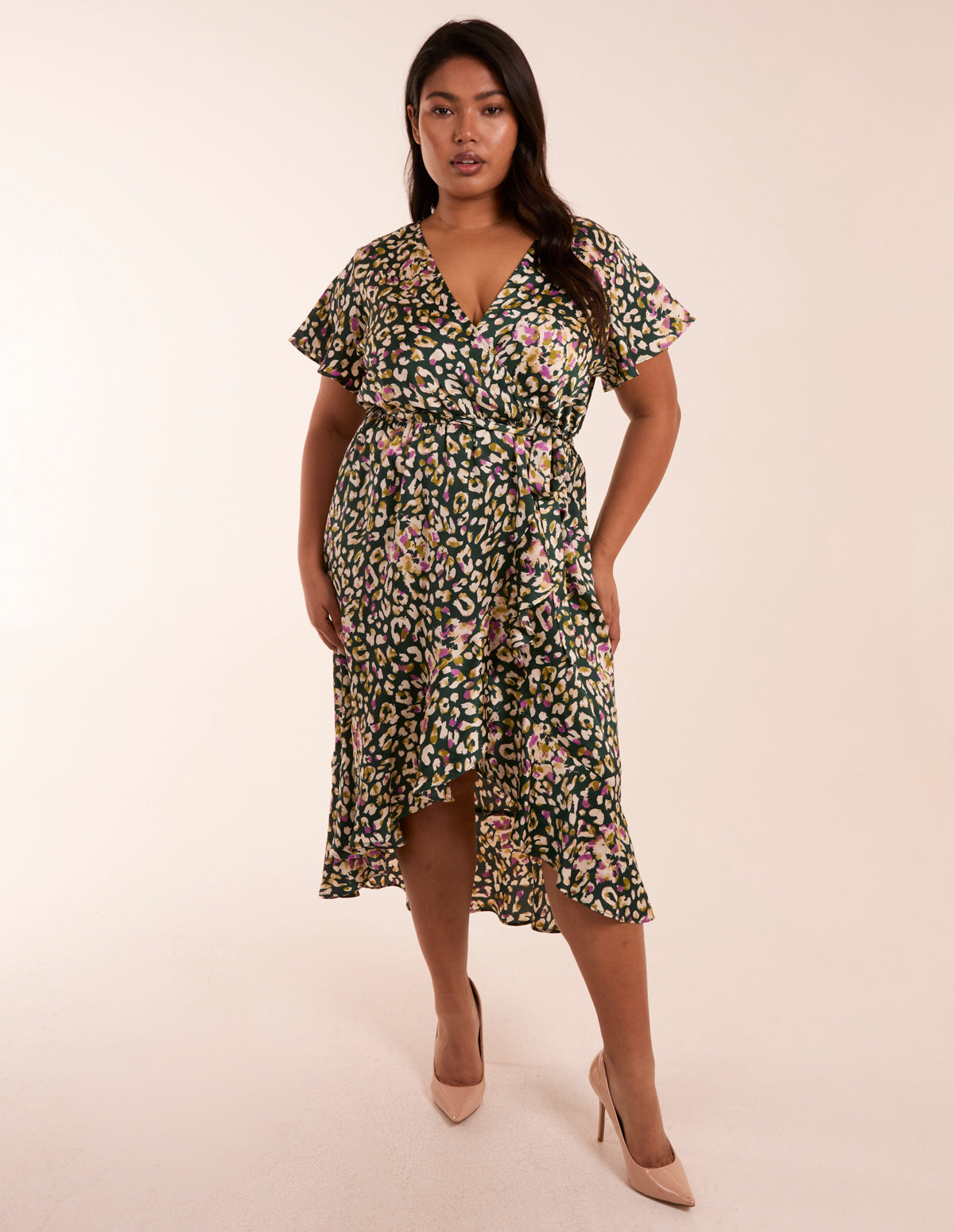 Curve Animal Wrap Midi Dress 