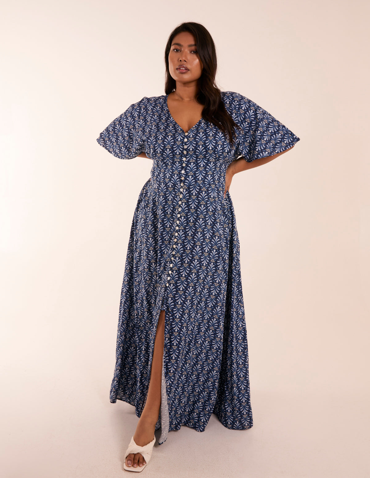 Curve Button Through Maxi Dress 