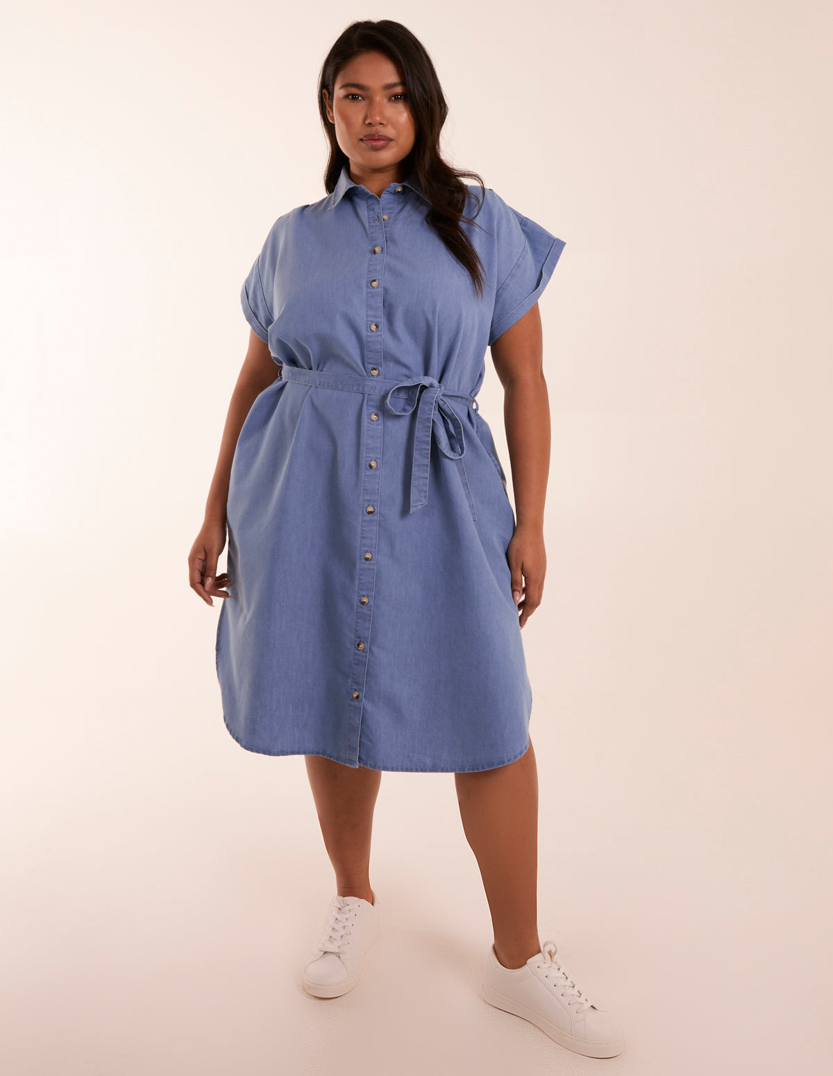 Curve Button Front Shirt Dress 