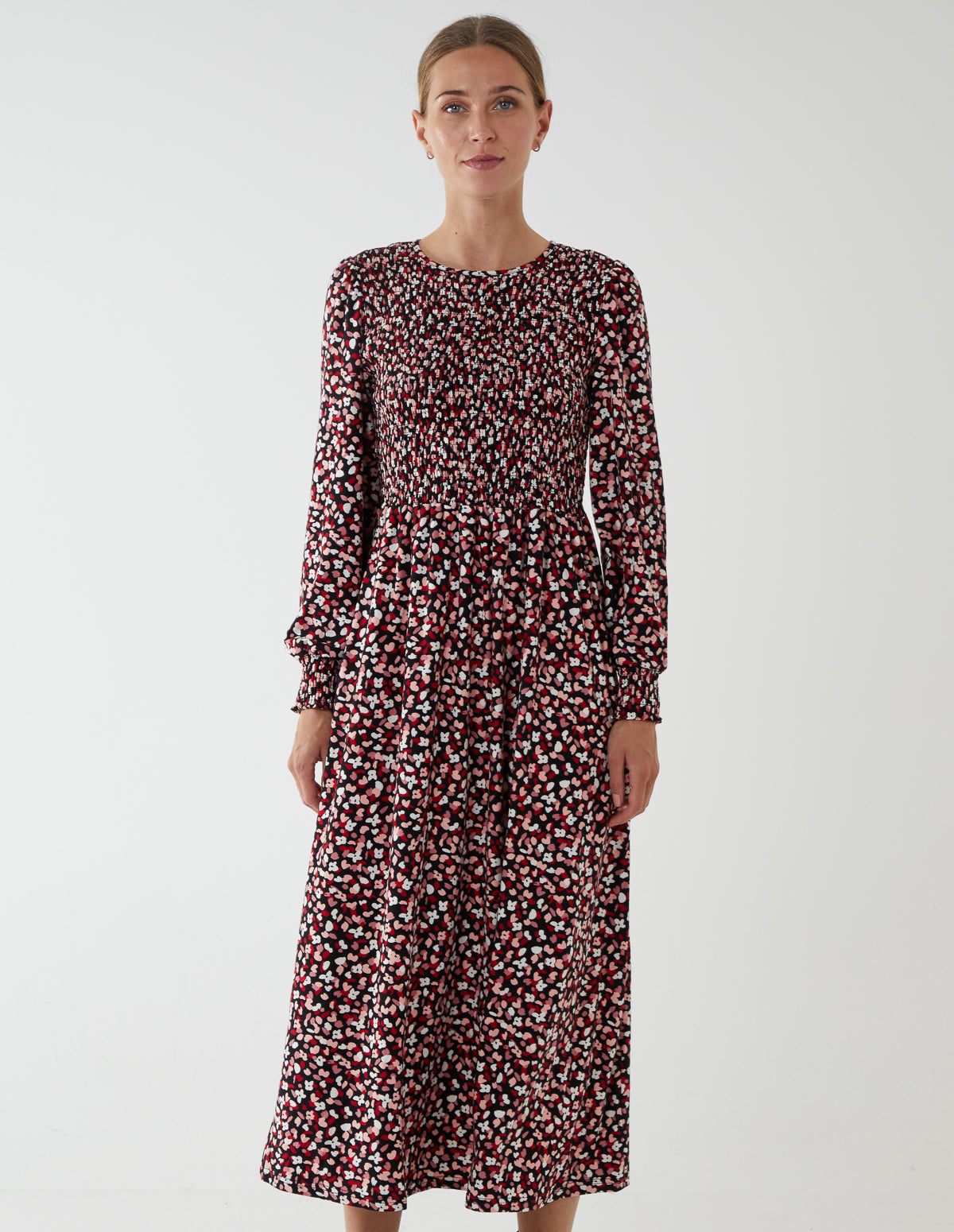 Smock Front Midi Dress 