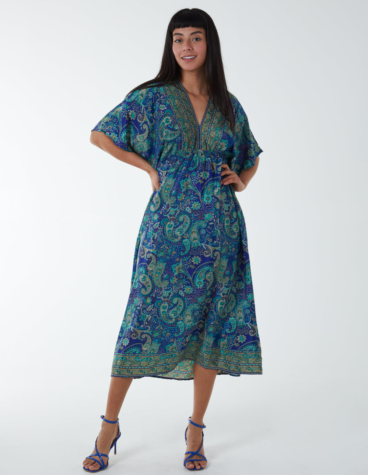 Kimono Sleeve Midi Dress 